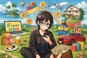ハピタスでポイントを貯めてU-NEXTを実質無料で視聴するイメージ画像